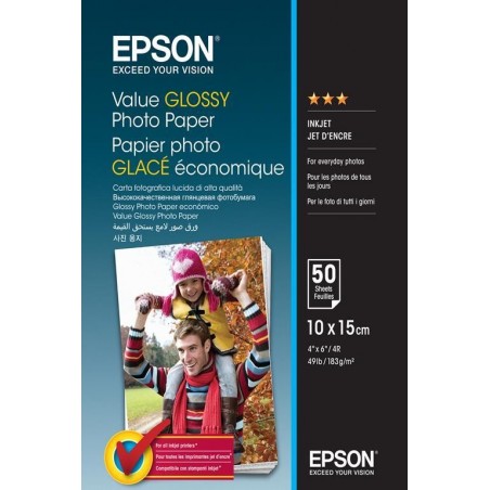 Carta Fotografica Epson Value - Lucido - 100 x 150 mm 183 g/mq - 50fg