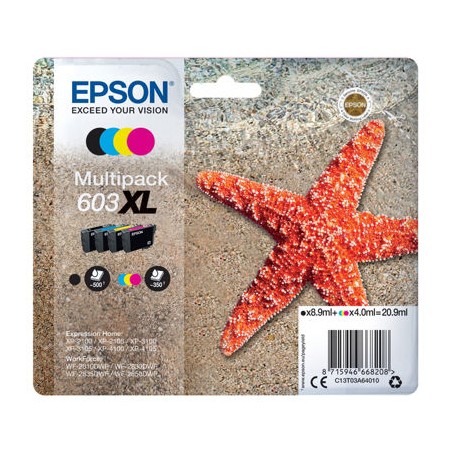 Cartuccia Epson 603 Multipack 4 Colori Nero, Ciano, Magenta E Giallo