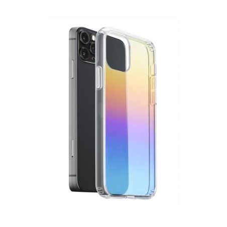 Custodia per iPhone 12 Pro Max - Effetto iridescente - Realizzata in doppio materiale, retro rigido e bordi in gomma rialzati p